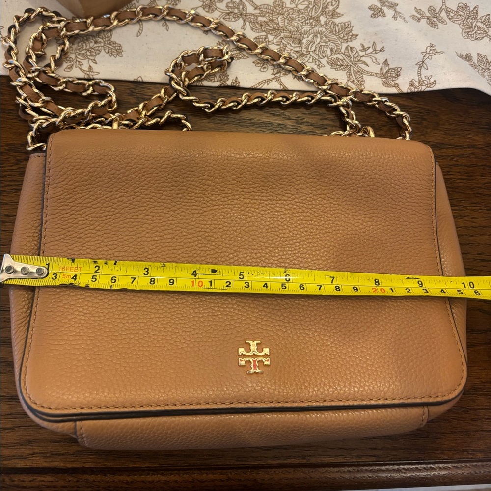 Tory Burch Brown Leather Shoulder Bag with Gold Chain - Picture 7 of 8